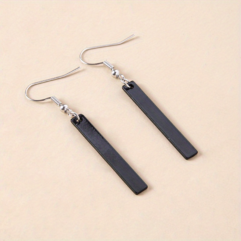 Black Cuboid Pendant Dangle Earrings Minimalist Hip Hop - Temu