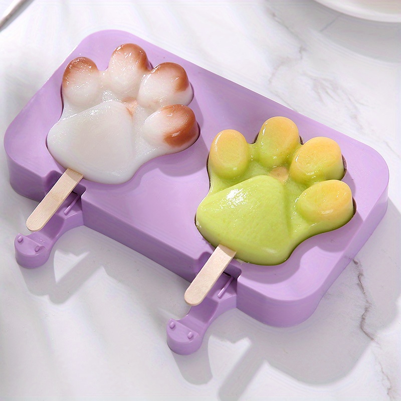 Ice Cube Tray Cat Paw Foot Shaped Stick Ice Cream Popsicle Making Molds