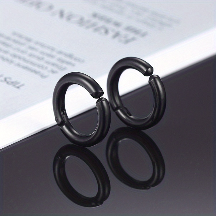 Men's Clip-On Earrings, No Piercing Required, Hip-Hop Style Fake Studs, Cool Dark Series, Minimalist Men's Earrings, Student -Free Ear Cuff Hoops