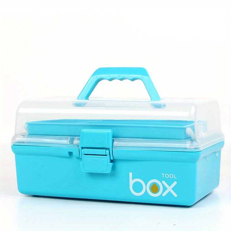 Caja de herramientas pequeña, caja de almacenamiento de herramientas,  cómoda asa superior, tapa transparente para almacenes (17 pulgadas)