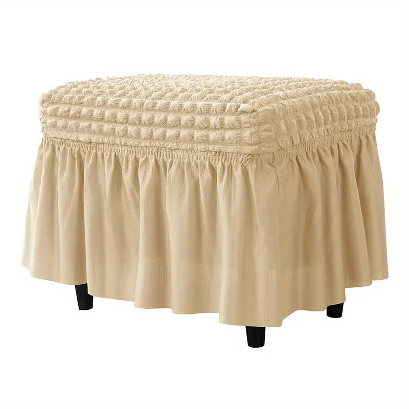 1pc ottoman cover rectangle stretch ottoman slipcover folding storage stool furniture protector with skirt for living room bedroom office footrest details 15