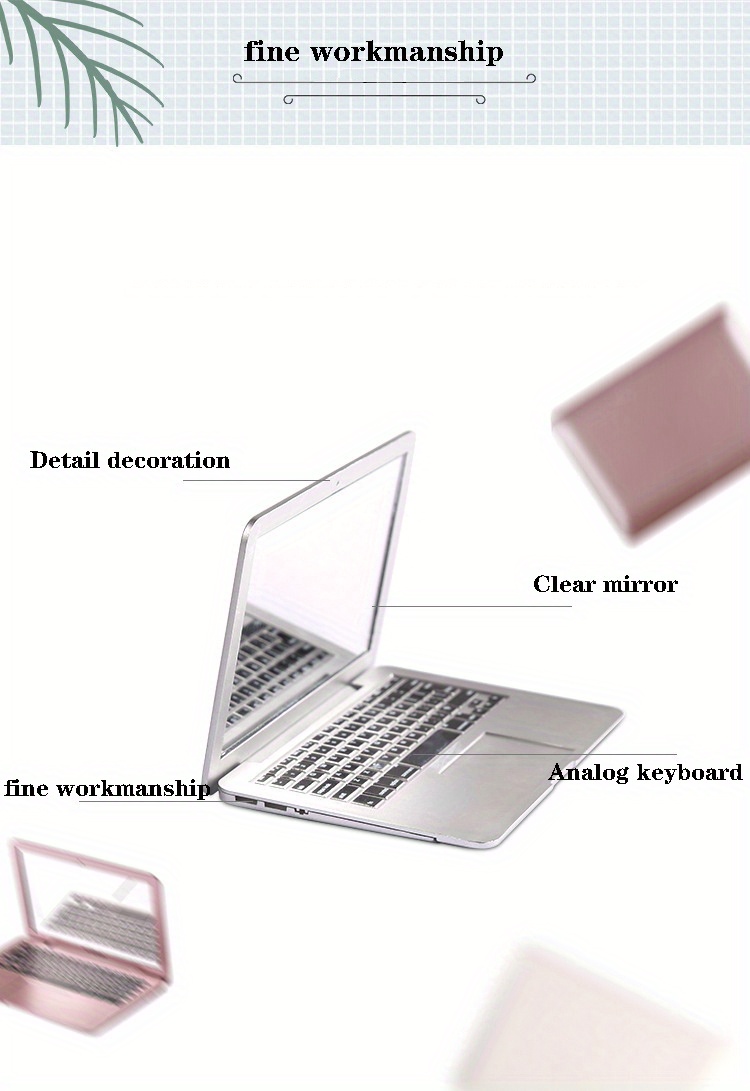 Portable Mini Laptop Design Mirror Compact Creative Makeup Temu