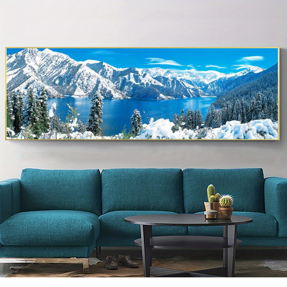 Frameless Landscape Snow Mountain Lake Wall Poster Home - Temu