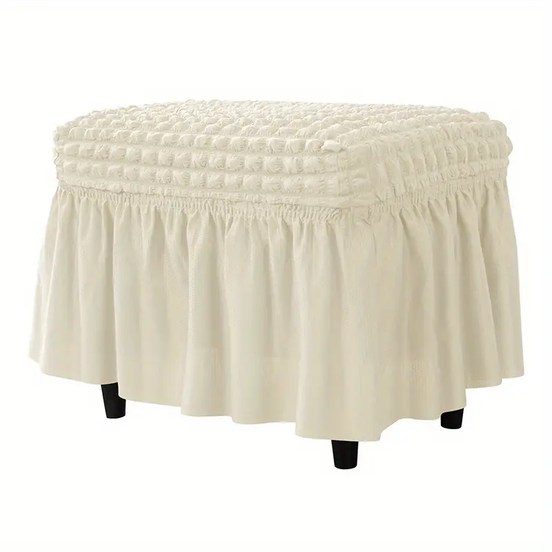 1pc ottoman cover rectangle stretch ottoman slipcover folding storage stool furniture protector with skirt for living room bedroom office footrest details 4