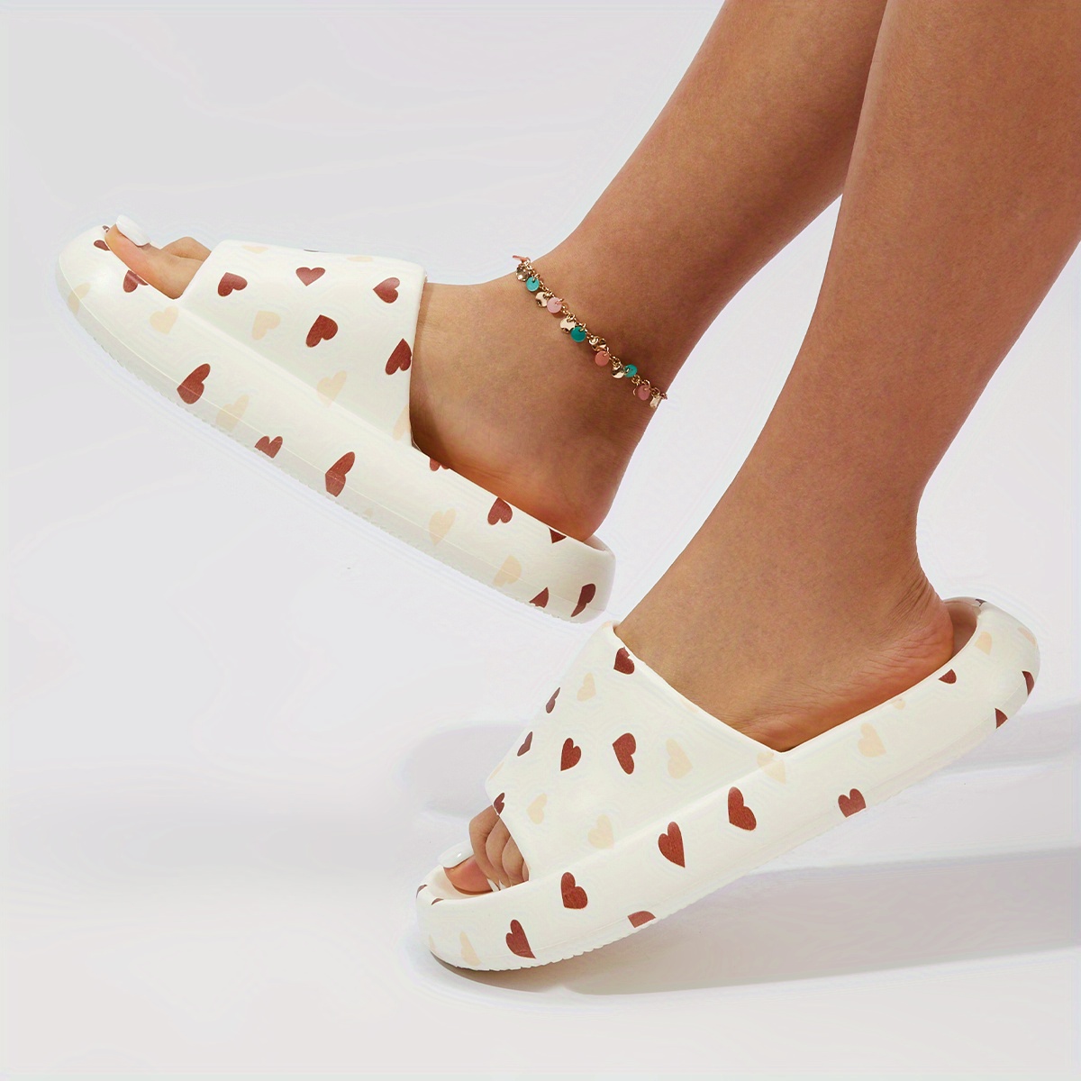 womens heart printed pillow slides toe non slip Temu Philippines