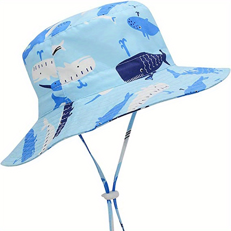 Cute Cartoon Shark Fisherman's Hat, Breathable Drawstrings Wide Brim Sun Protection Bucket Hat for Outdoor Traveling Beach Party Boys and Girls