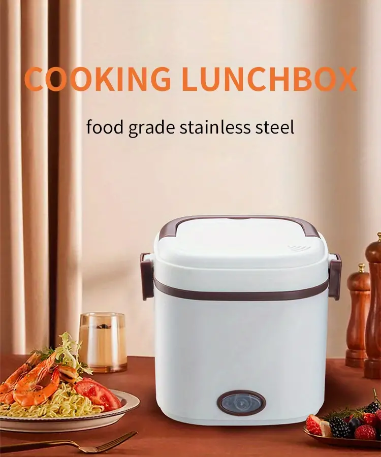 110v single layer mini rice cooker portable hot rice ware heated lunch box electric portable heating food warmer rice container self heating electric lunch box details 0