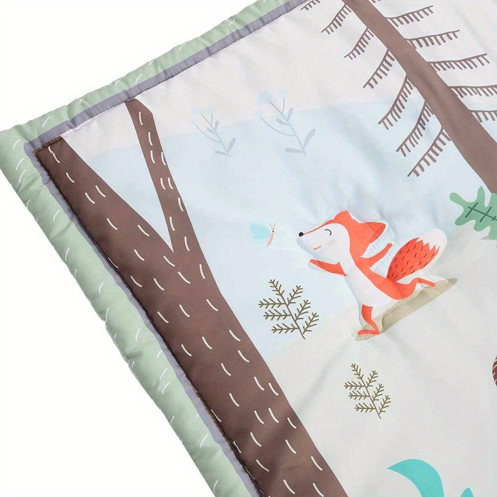 3pcs   woodland animal nursery bedding set polyester crib sheets with soft blanket skirt for boys girls machine washable ideal for christmas thanksgiving halloween gifts details 2