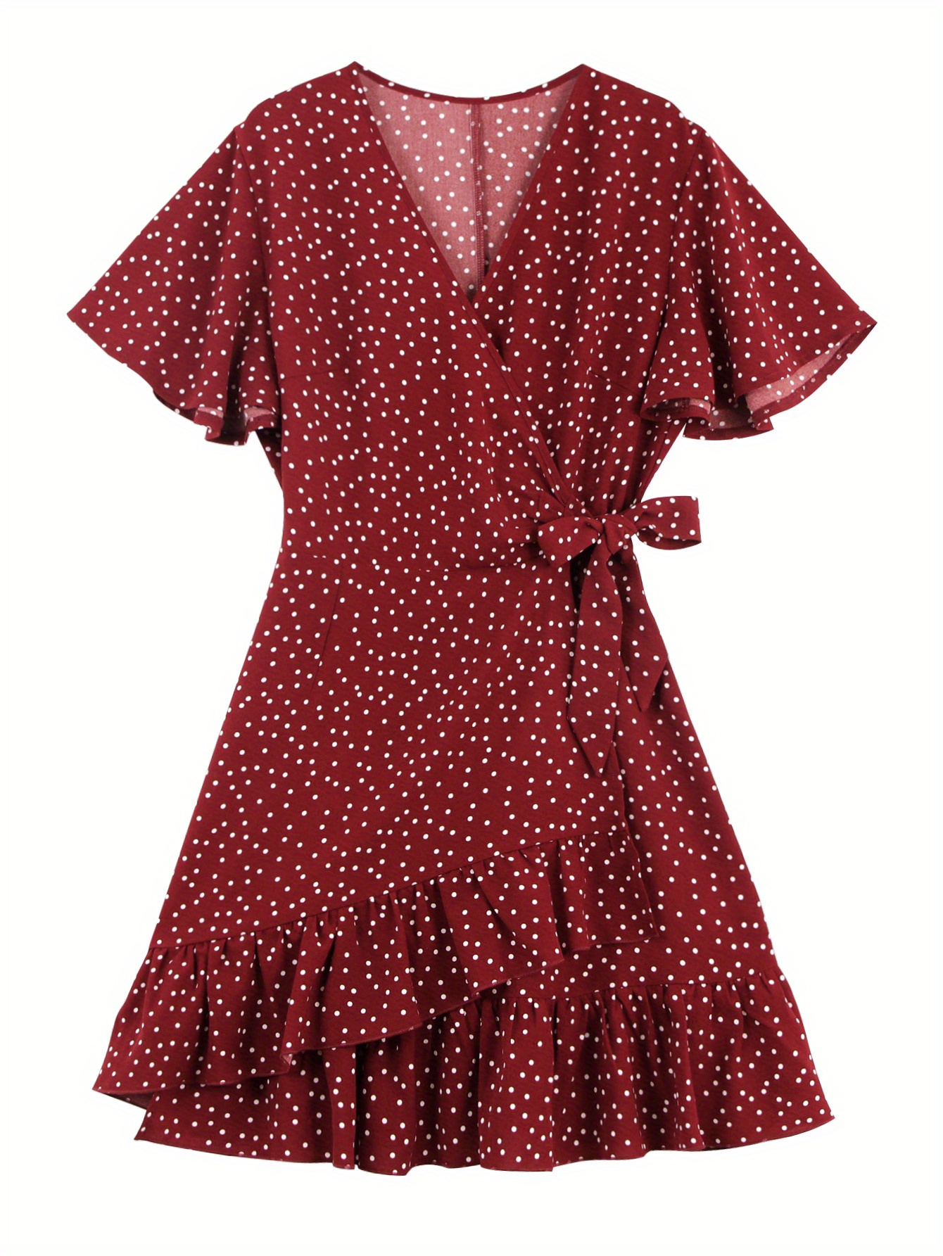 Robe Dentelle à Manches Courtes Aqua Rouge à Volants - Taille XS/S, Neuf Avec étiquettes