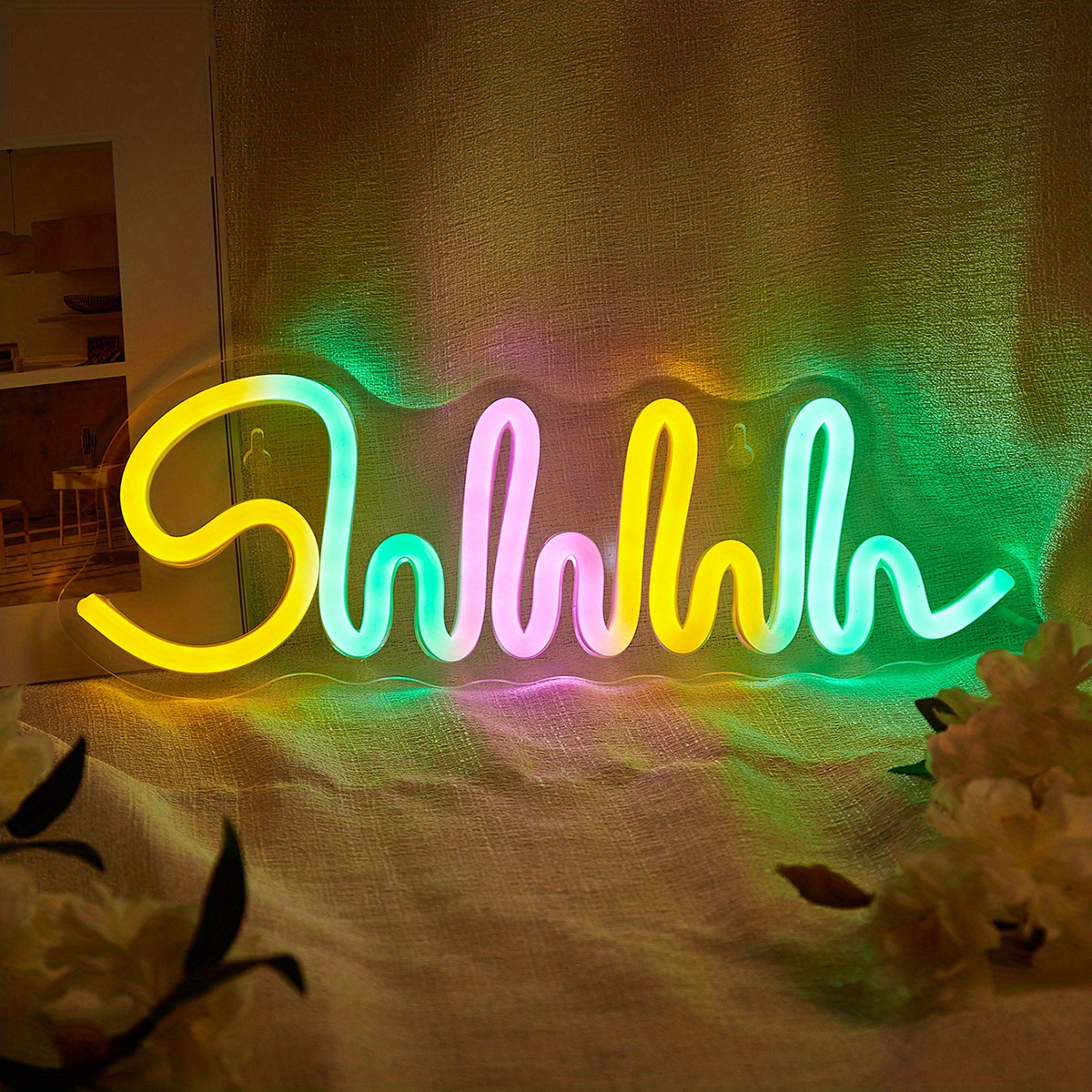 1pc LED Shhhh Shaped Neon Sign 5V USB Power Supply Letters Neon Light For Bedroom Wedding Birthday Party Game Room Home Wall Decor 5