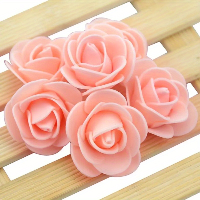200Pcs Light Pink Mini Foam Fake Roses Flower Heads Small Artificial Flowers