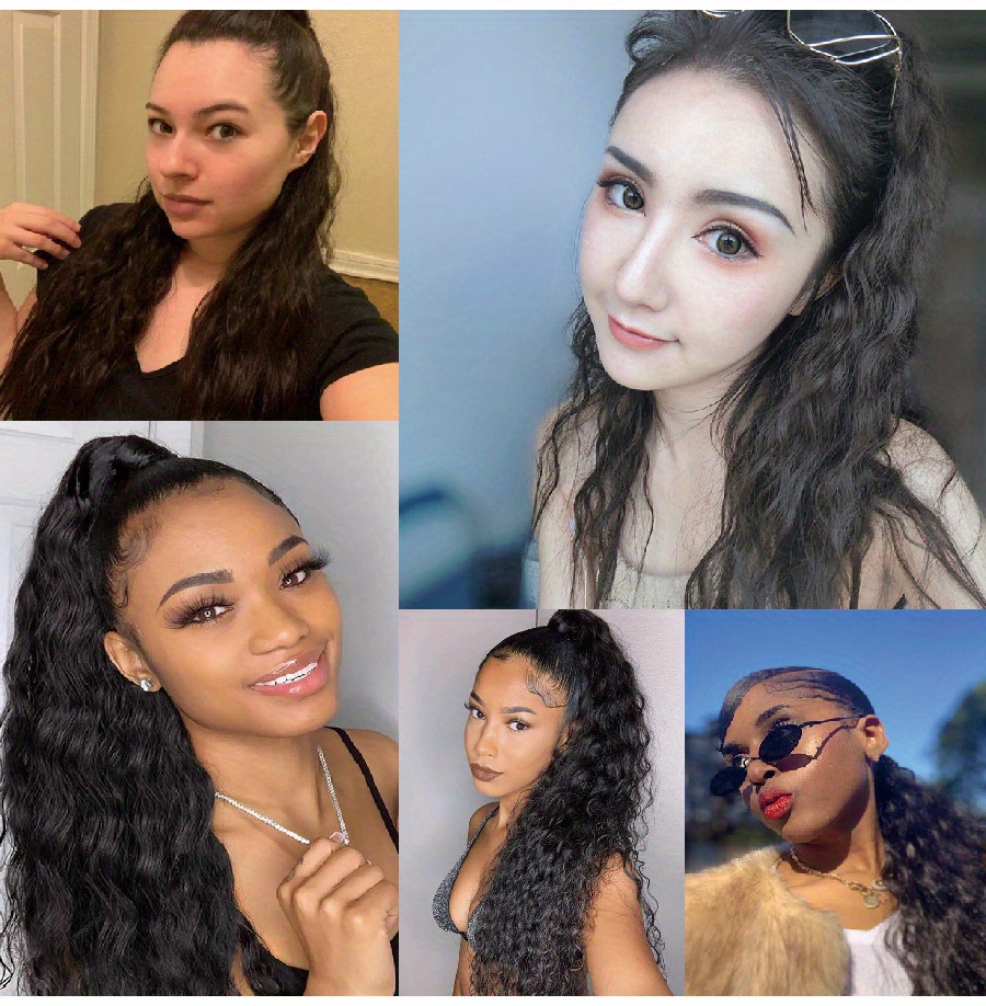 Long Corn Wavy Ponytail Extensions Hair Tie Wrap Around Clip Temu United Kingdom