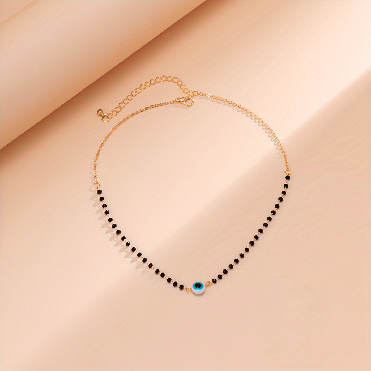 Stylish Black Beaded Evil Eye Necklace And Choker, A Chic Yet Accessory Perfect For Casual Wear And , Ideal As A Graduation Gift