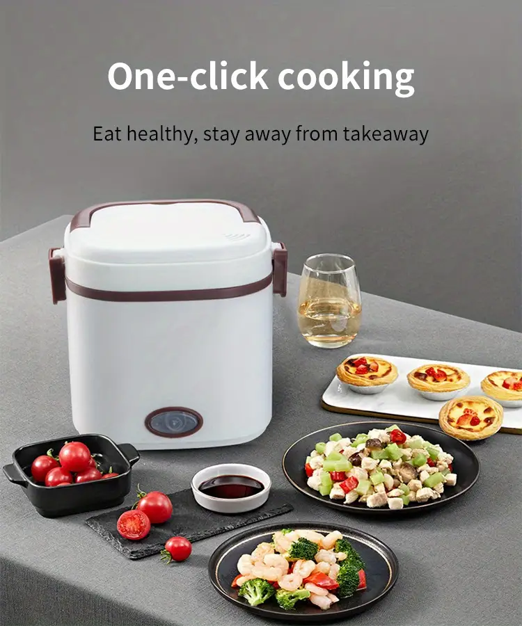 110v single layer mini rice cooker portable hot rice ware heated lunch box electric portable heating food warmer rice container self heating electric lunch box details 1