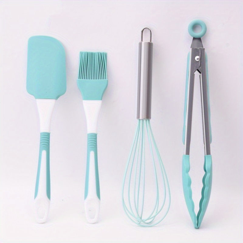 4pcs/set Silicone Baking Tools, Baking Spatula, Oil Brush, Egg Beater, Food  Tongs, Kitchen Supplies, Baking Supplies