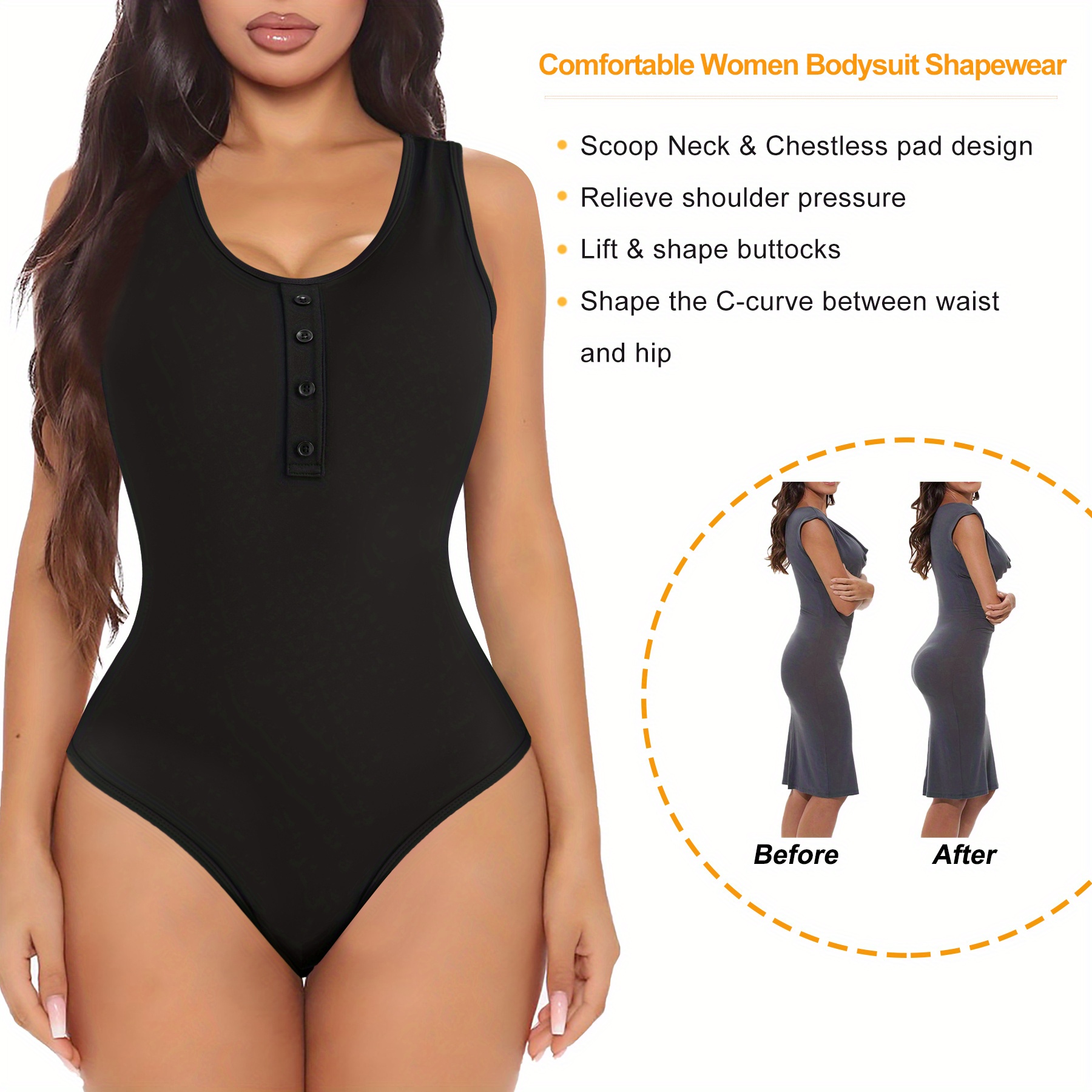 SUNACGO - Camisetas Moldeadoras para Mujer Body Elástica para