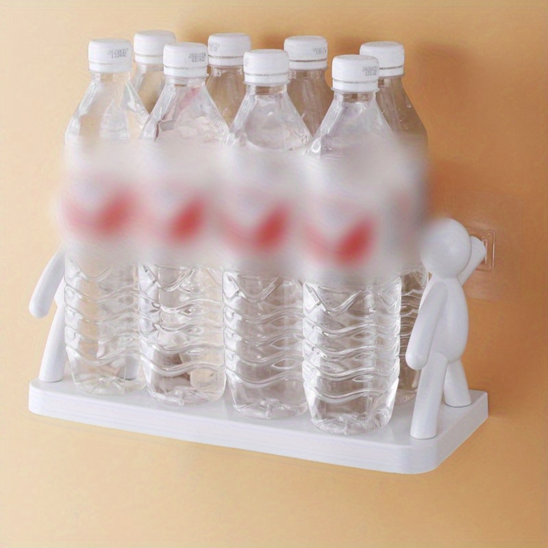 1pc cute small man wall floating shelf punch free bathroom wall shelf kitchen vinegar bottle spice bottle storage organizer details 2