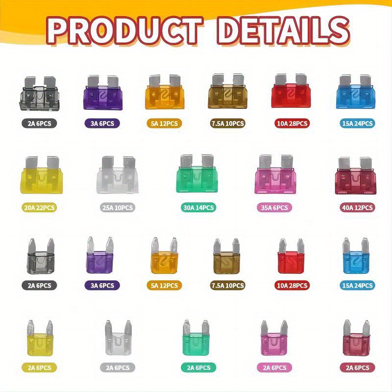 300pcs car blade fuse assortment kit 2a 3a 5a 7 5a 10a 15a 20a 25a 30a 35a 40a auto truck automotive medium small fuse mixed motorcycle circuit fuse with box details 2