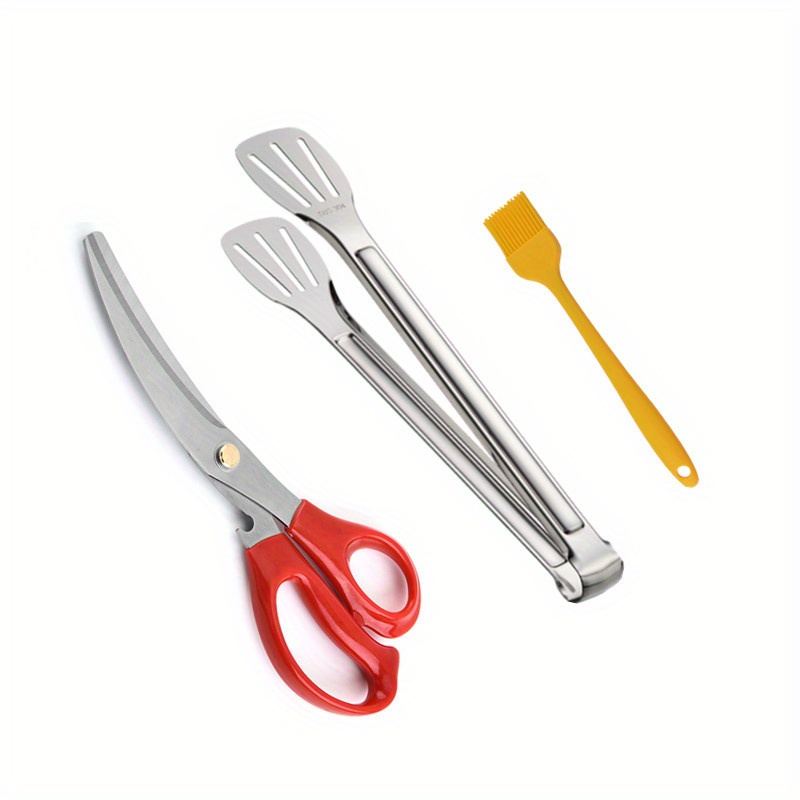 Stainless Steel Bbq Scissors Clip Set Korean Style Multi-function Scissors  Set Kitchen Multi-purpose Food Scissors Barbecue Scissors Barbecue Tongs  For Vegetable, Salads, Bbq, Toast Bread, Pastry, Sandwich - Temu