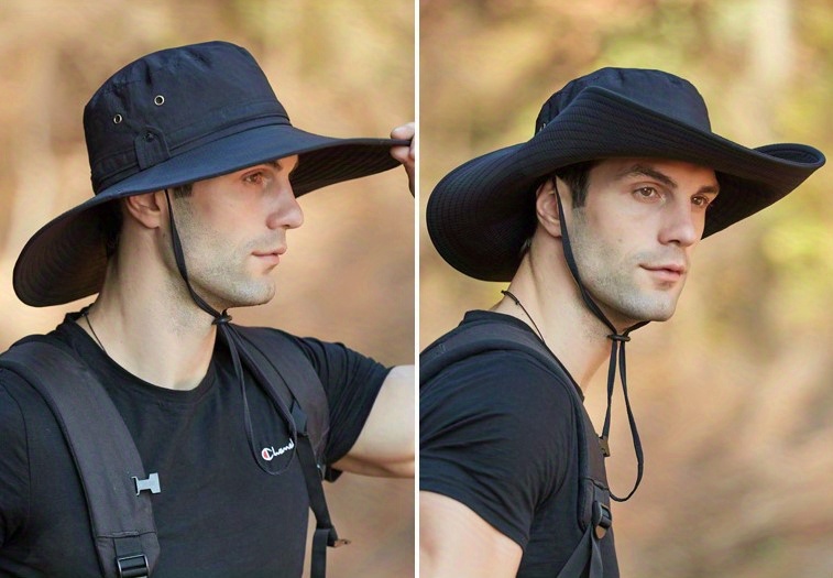 Wide Brim Hats Mens Waterproof Fabric Mountaineering Hat Male Sun