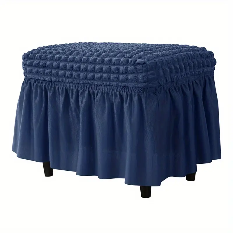 1pc ottoman cover rectangle stretch ottoman slipcover folding storage stool furniture protector with skirt for living room bedroom office footrest details 10