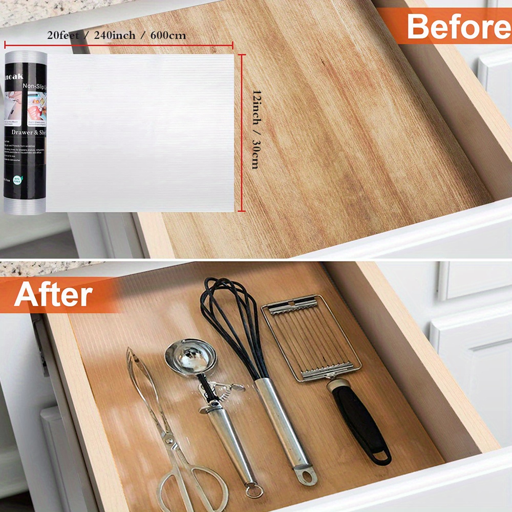 Shelf Liner Non Adhesive Drawer Liner Waterproof Cabinet Liner for Kitchen,  Drawers, Shelves, Storage and Desks, Clear 17.7×59