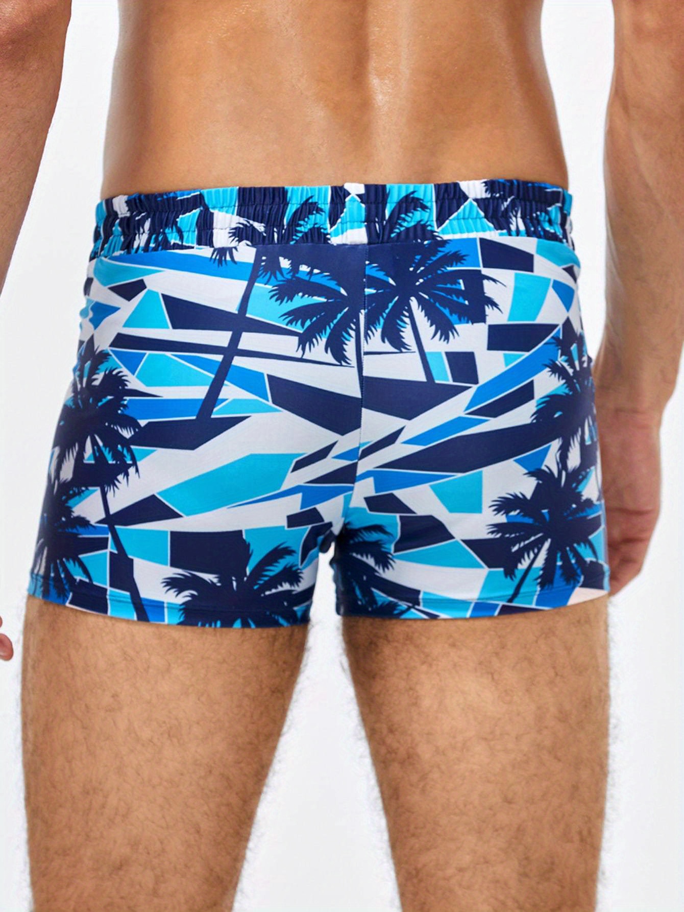 Men's Quick Dry Boxer Swim Trunks: Palm Tree Graphic High - Temu