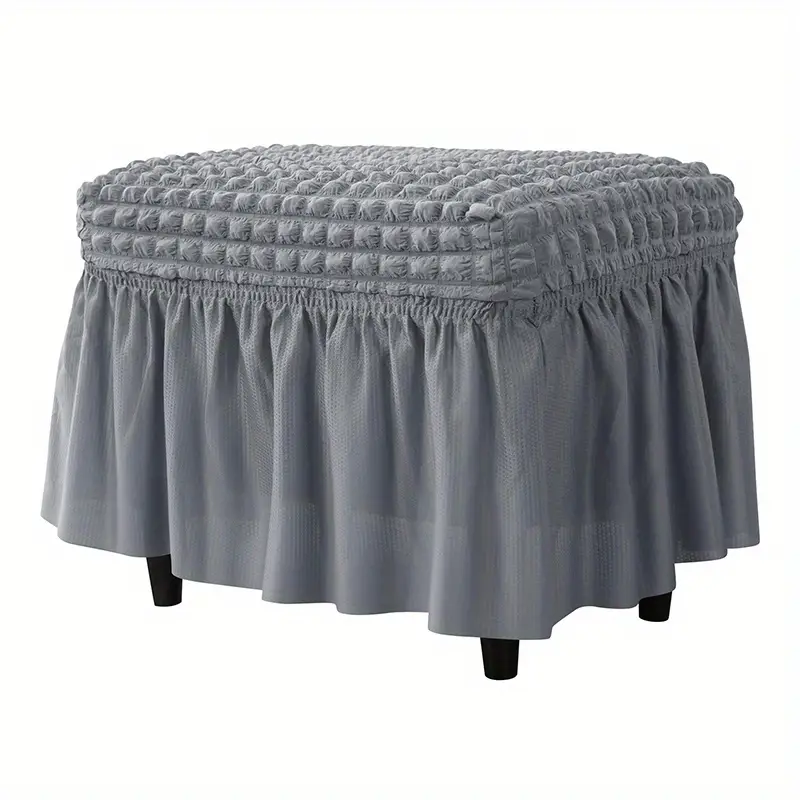 1pc ottoman cover rectangle stretch ottoman slipcover folding storage stool furniture protector with skirt for living room bedroom office footrest details 6
