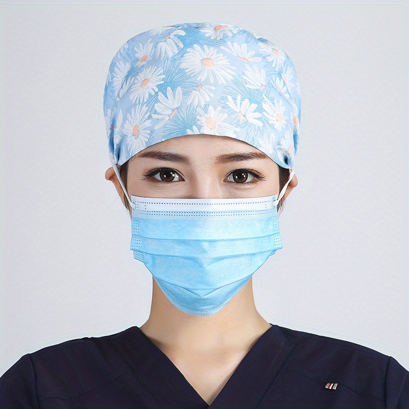 Cartoon Cotton Work Cap Button Nurse Scrub Hat