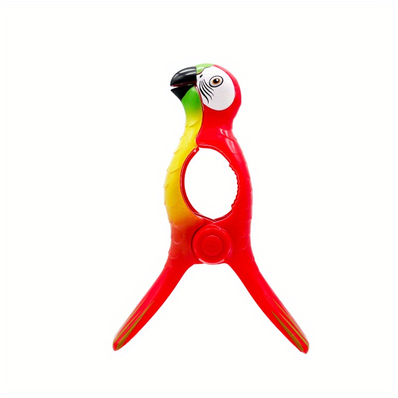 4-Pack Parrot Shaped Beach Towel Clips - Strong Grip For Chairs (Pink & Rose Red)