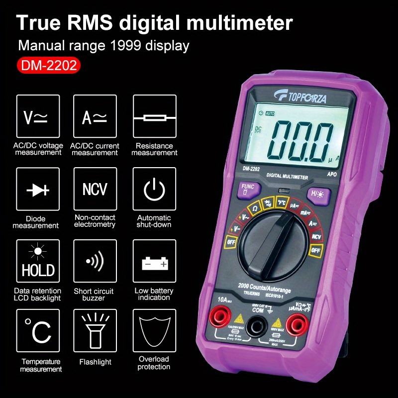 Portable True Rms Digital Multimeter Ac Ammeter Voltmeter