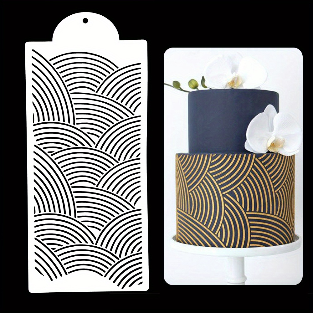 1pc Flower Spray Mold Cake Around Edge Decoration Mold 12.2x5.91inch Diy Graffiti Printing Template Hollow Out Baking Tools