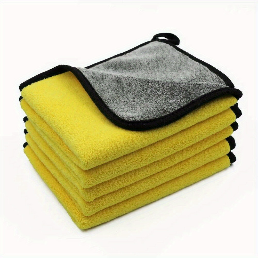 Yellow Color Microfiber Super Thick Coral Fleece Fabric Towel For Car  Cleaning Towels
