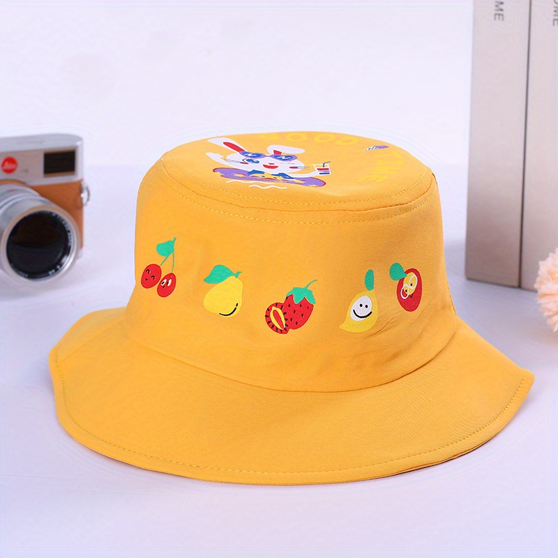 Girls Casual Cute Cartoon Graffiti Print Hats Wide Brim Sun Protection Hats  With Drawstrings For Outdoor Upf50+ - Temu