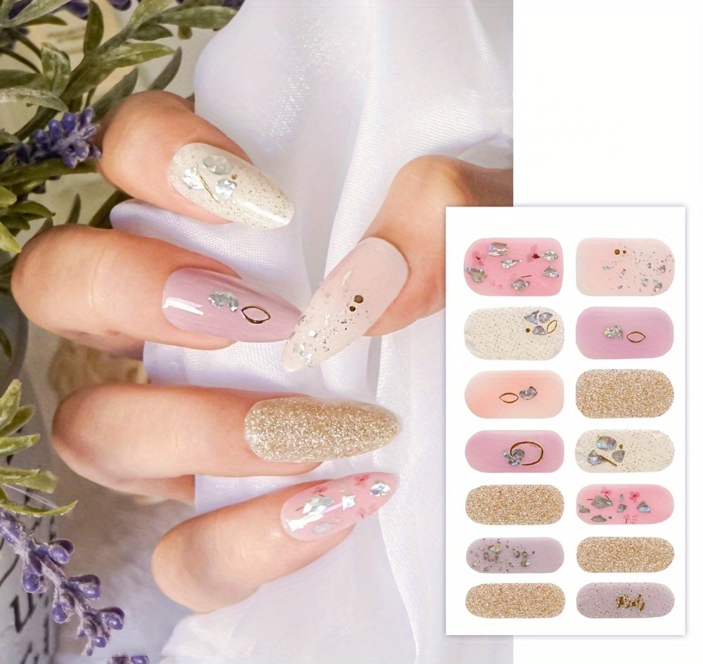 Full Wrap Nail Polish Stickers Self Adhesive Glitter - Temu Australia