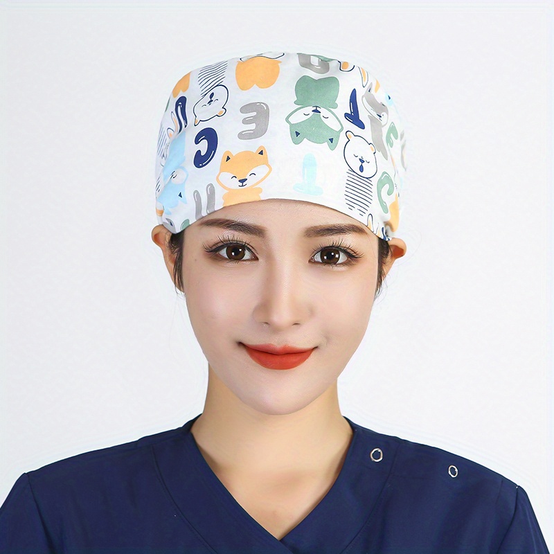Cartoon Cotton Work Cap Button Nurse Scrub Hat