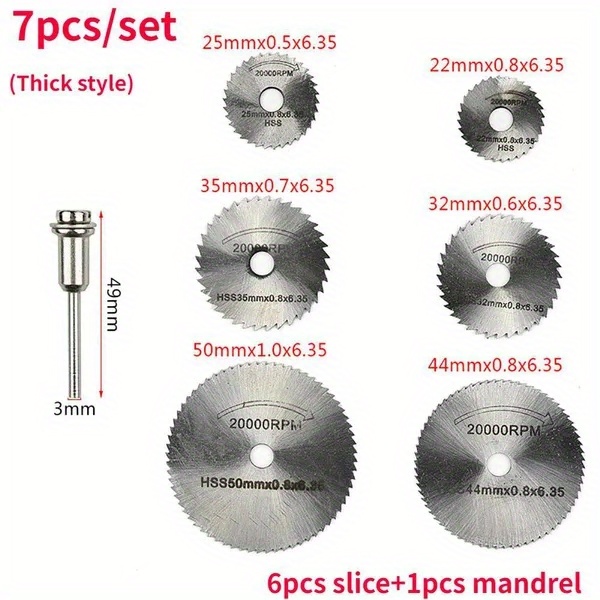 High speed steel cutting blade 7pcs wood plastic copper aluminum soft metal small saw blade 3.2mm pole woodworking accessories