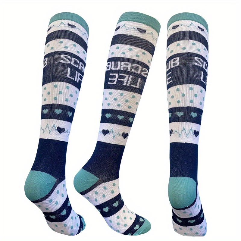 JIRFZUY Compression Socks (2 Pairs) Support Socks Knee High Athletic Socks  for Running, Cycling, Fitness