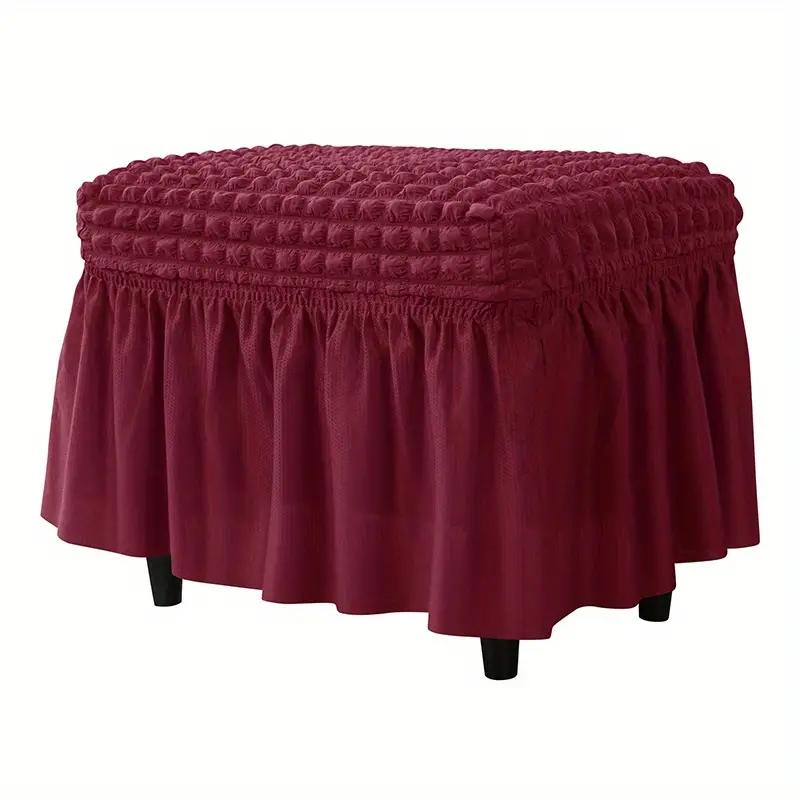 1pc ottoman cover rectangle stretch ottoman slipcover folding storage stool furniture protector with skirt for living room bedroom office footrest details 8