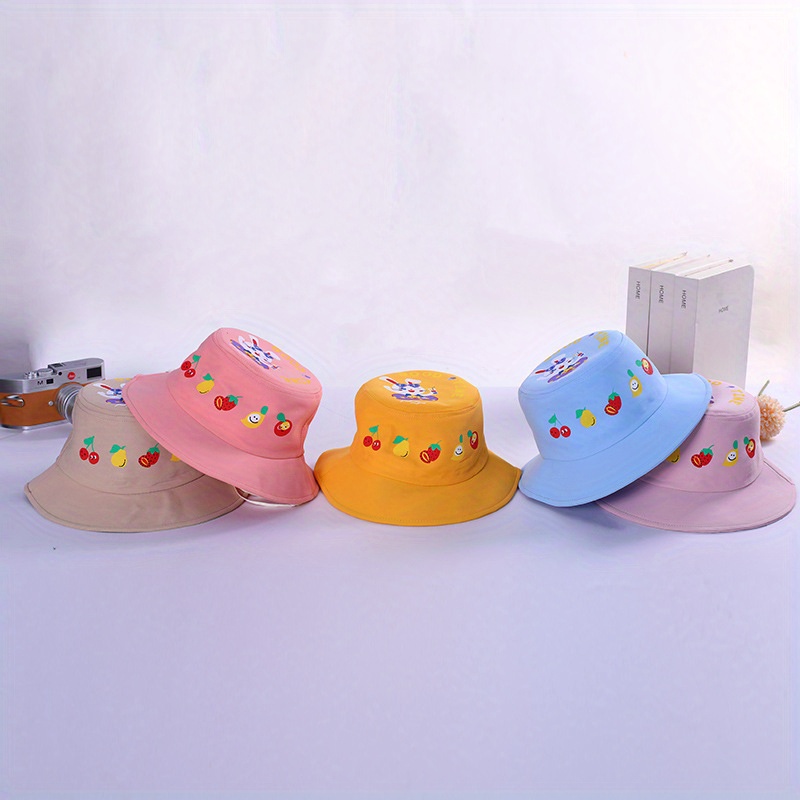 Girls Casual Cute Cartoon Graffiti Print Hats Wide Brim Sun Protection Hats  With Drawstrings For Outdoor Upf50+ - Temu