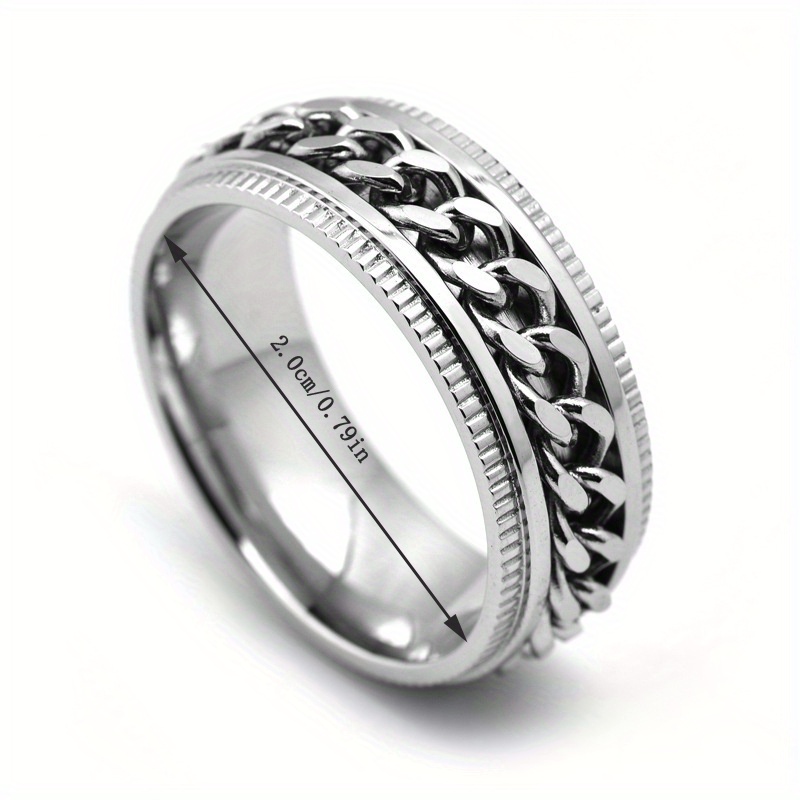 Men's Silver Chain Ring 10