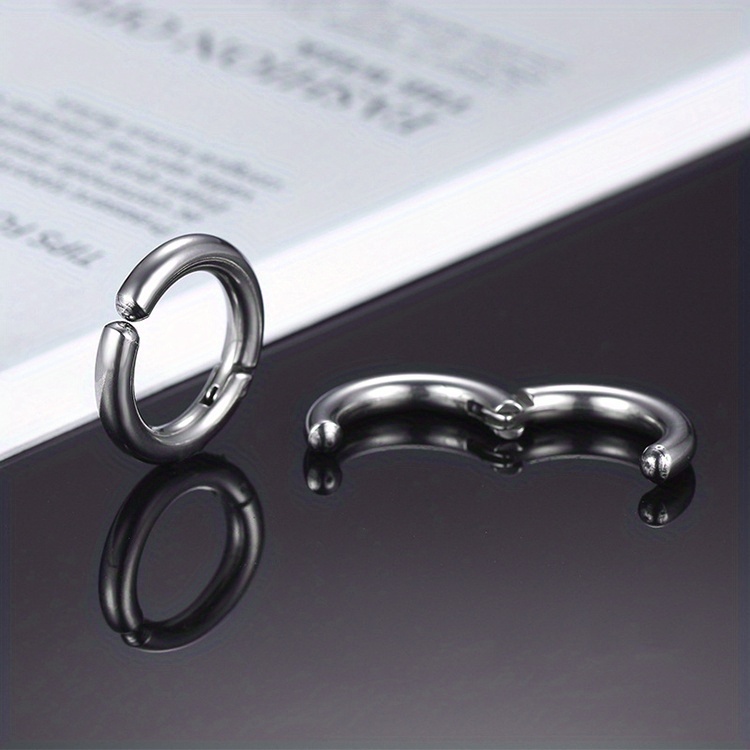 Men's Clip-On Earrings, No Piercing Required, Hip-Hop Style Fake Studs, Cool Dark Series, Minimalist Men's Earrings, Student -Free Ear Cuff Hoops