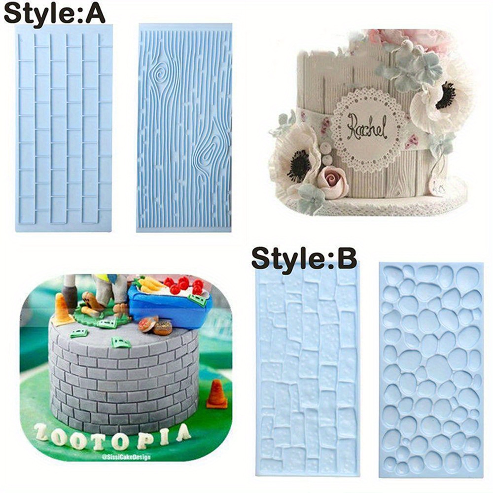 2pcs fur wall flower   pebble pattern road embossed printing mold fondant cake skirt mold baking cake biscuit mold tool details 12