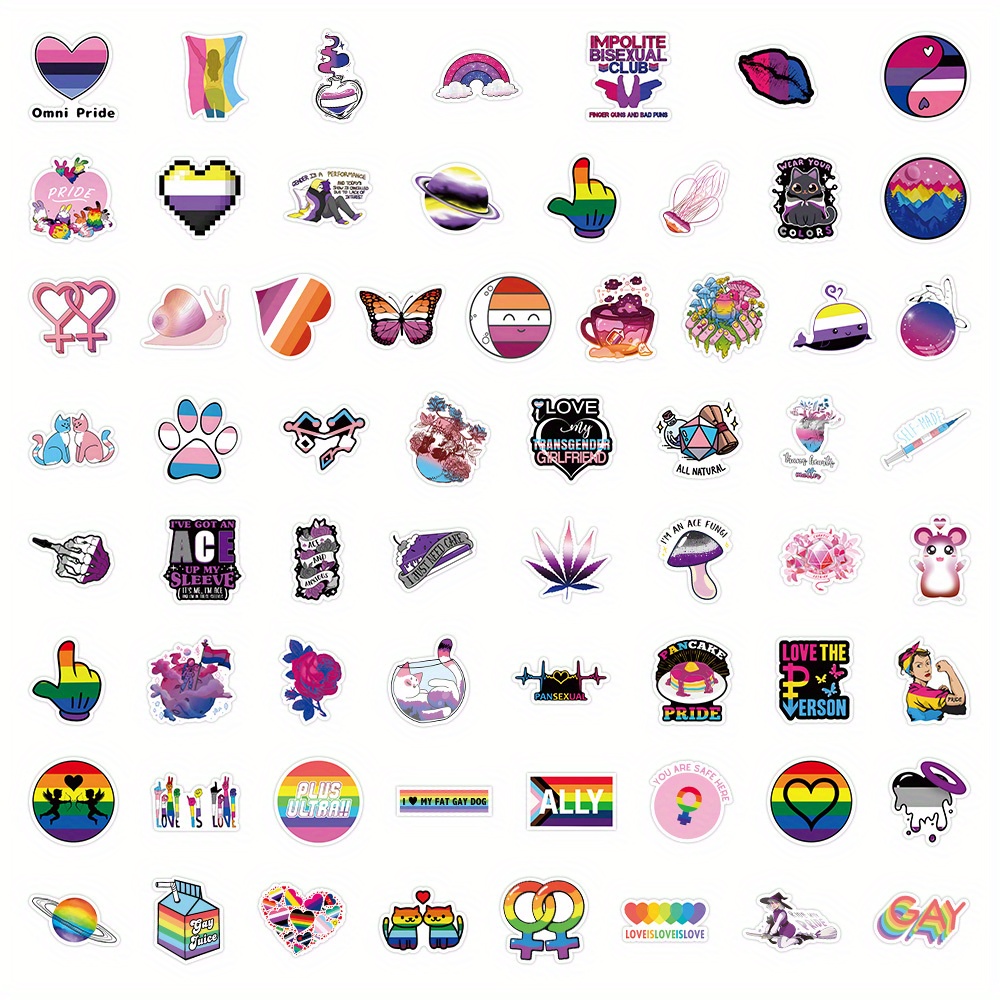 Pegatinas de orgullo, 62 PCS Pegatinas LGBTQ+, Pegatinas gay a granel para  trans, bi, lesbiana, LGBTQ, cosas de orgullo gay, Pegatinas de orgullo