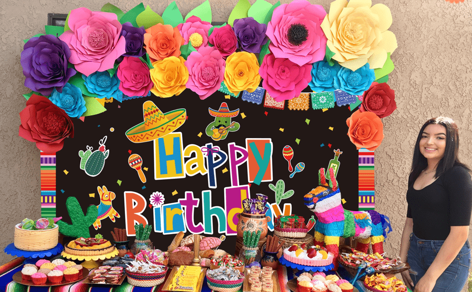 Mexican Party Backdrop Happy Birthday Fiesta Party Backdrop - Temu Belgium