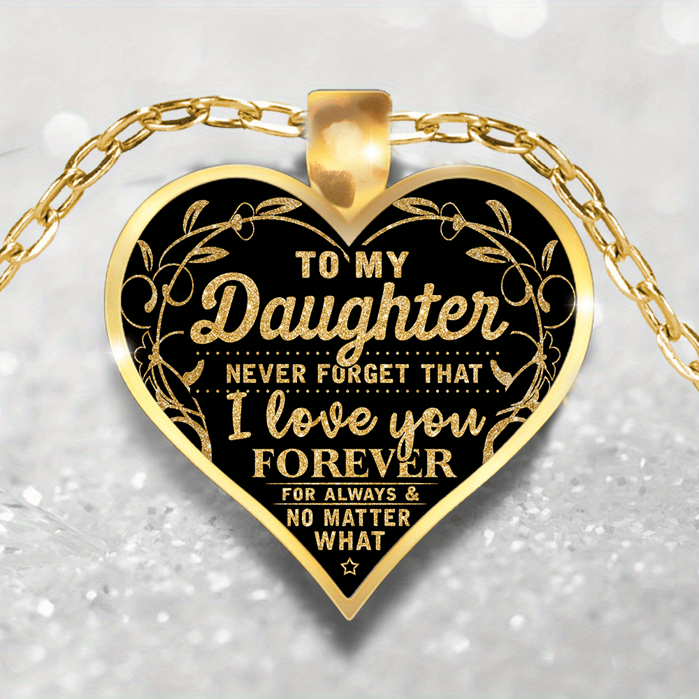 To My Daughter I Love You Heart Pendant Necklace Christmas Birthday Gift
