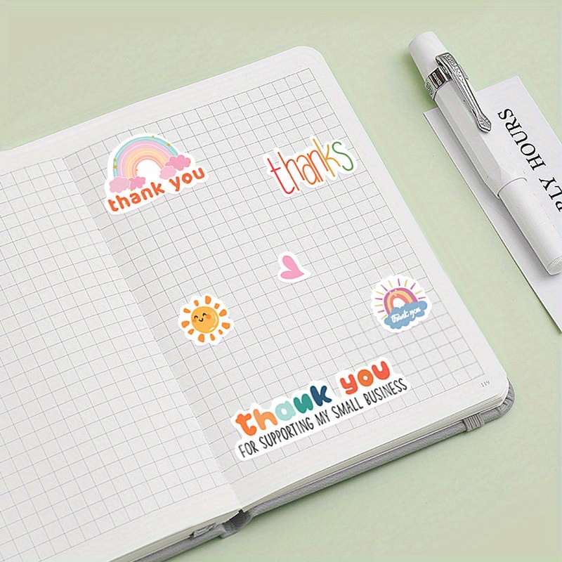 Small Thank Stickers Bulk 10 Vinyl Waterproof Cute Thank Temu Australia