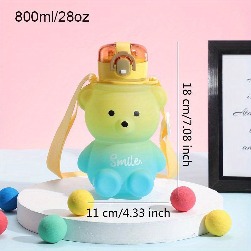 1000/1400ml Cute Bear Water Bottle With Straw Plastic Kawaii Water Jug  Juice Milk Bubble Tea Portable Gym Drink Bottle BPA Free