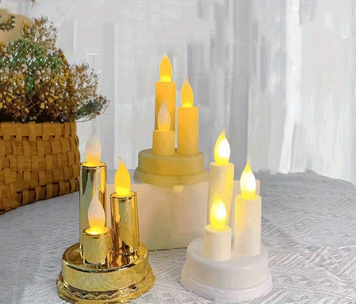 Led 3 headed Electronic Candle Retro Candlestick Candle - Temu