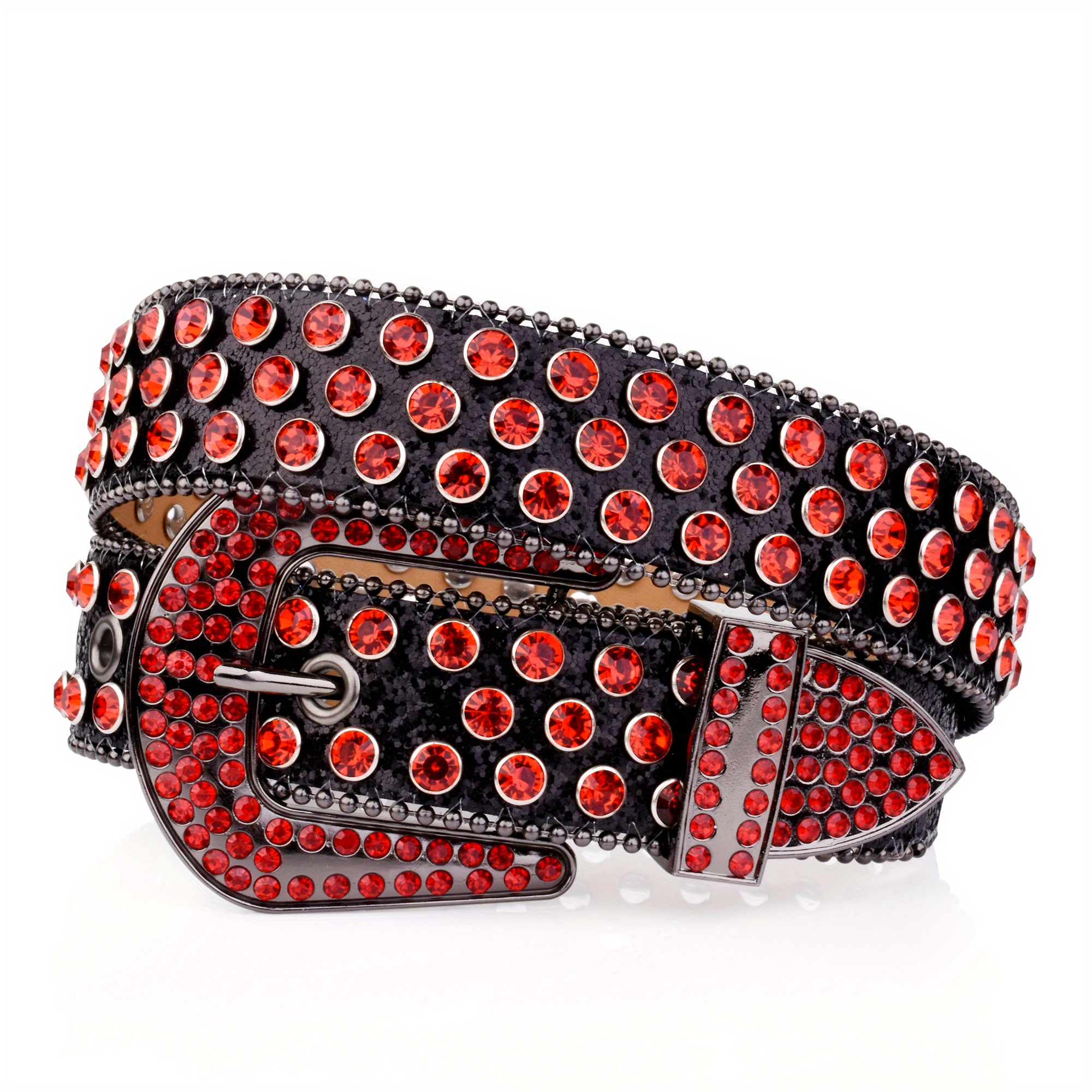 Red Sparkle Rhinestone Belts Western Cowboy Cowgirl Hip Hop - Temu